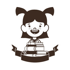 silhouette of student girl with school supplies