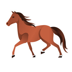 Fototapeta na wymiar Single basic simple horse illustration in brown natural color. vector 