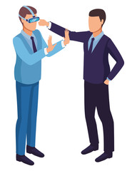 Businessmen using virtual reality technology for business
