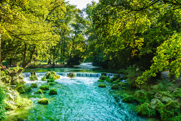 View of the river - Eisbach - of Munich in Bavaria