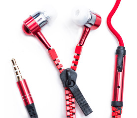 Red chrome zip earphones