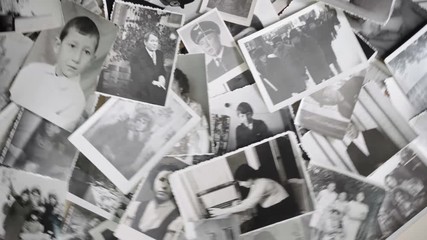 Old spinning portraits on retro background