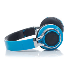 Blue and black headphones