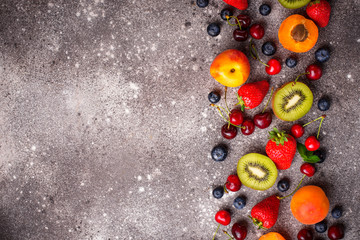 Fruits and berries summer background