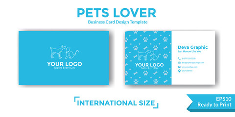Pets lover cat dog business card design template