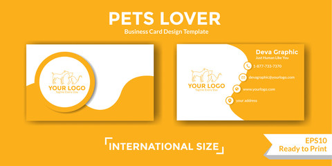 Pets cat dog modern business card design template