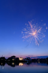 Fototapeta premium Fireworks over house