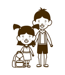 silhouette of couple of students standing on white background