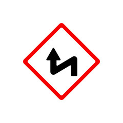 Traffic signs, curves. Vector icon
