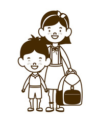 silhouette of couple of students standing on white background