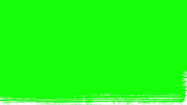 Chroma key green brush paints over the screen with wide horizontal strokes. Abstract CG animated transition on white background.