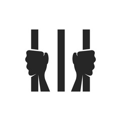 Jail icon in single color. Law guilty criminal behind bars.