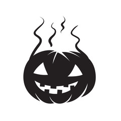 Pumpkin icon in black and white. Holiday object spooky Halloween October season