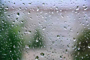 Drops Of Rain On The Glass