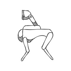 Intelligence animal robot icon in sketch style. Vector illustration.