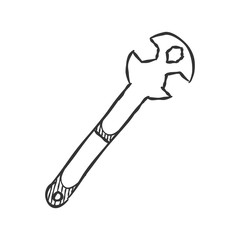 Bicycle spanner icon in sketch style. Transportation sport maintenance tool