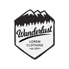 Black and white mountain hand drawn illustration.