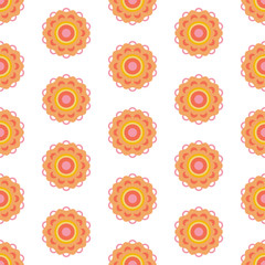 Abstract minimal flowers seamless pattern. Ethnic folk illustration for print