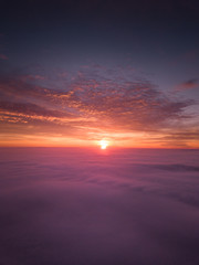 Fototapeta na wymiar A beautiful Sunrise above the Clouds of the Nahe Valley in Germany