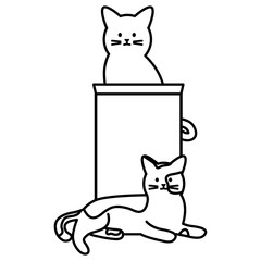 cute cats mascots with paper bag