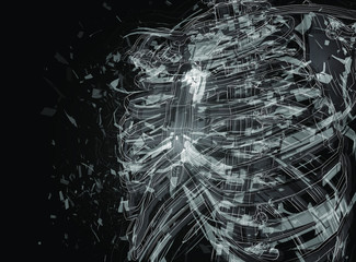 Vector abstract chaotic background. man’s spine and ribs exploded