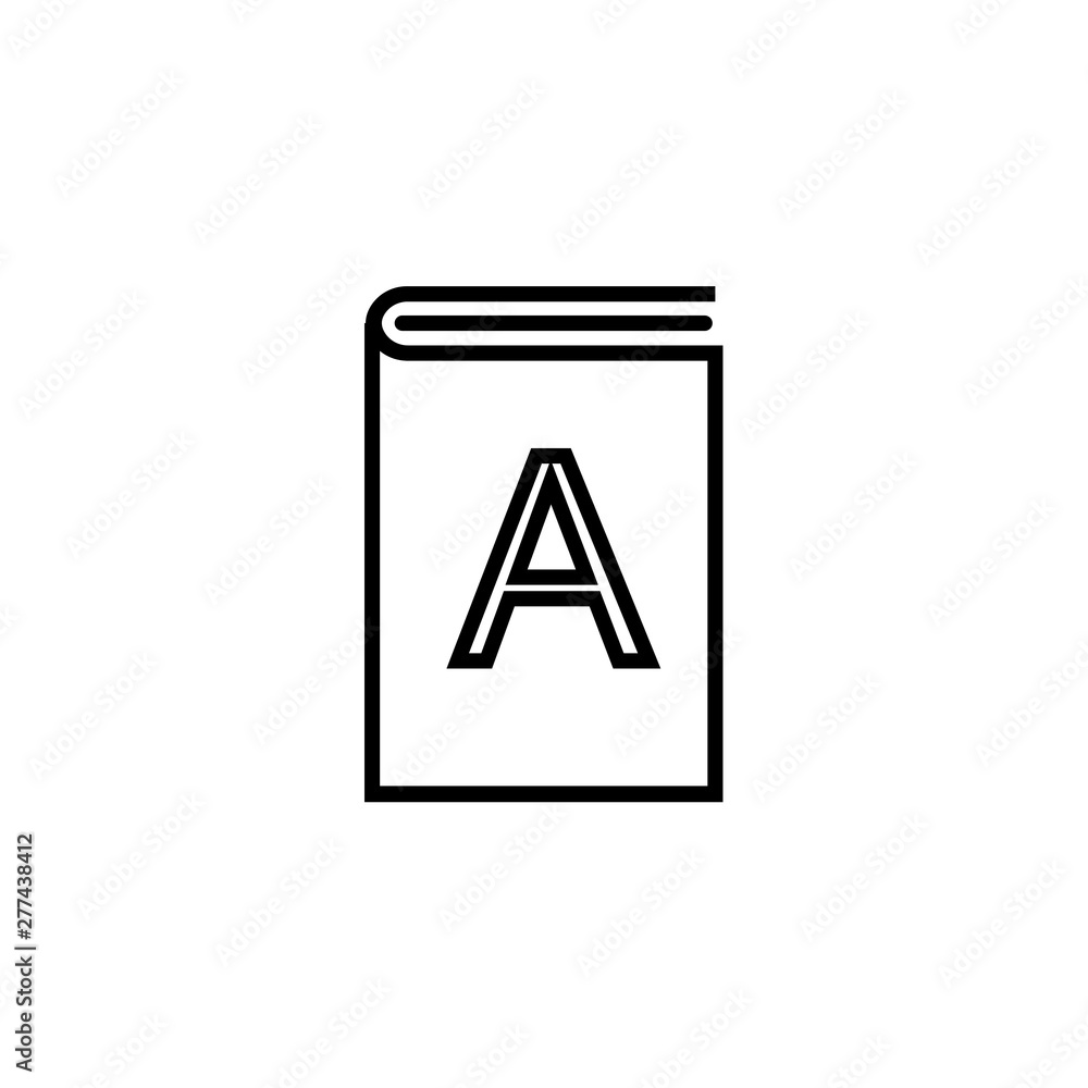 Aufkleber alphabet book outline icon. linear style sign for mobile concept and web design. a-z book simple lin