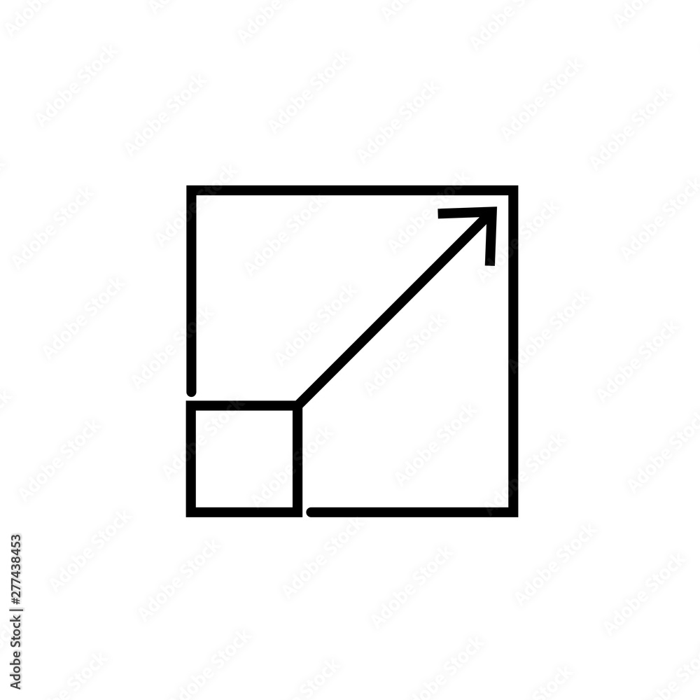 Poster arrow expand icon, full scree icon. screen scale icon. pictogram icon on gray background. mobile app