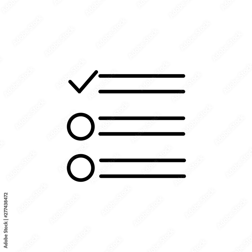 Poster check list isolated minimal single flat linear icon for application and info-graphic. points line ve