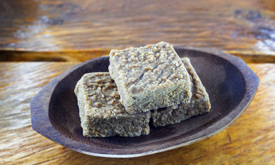 Sweet called pé de moleque, typical sweet ground peanut, made in Brazil in the state of Minas Gerais. Typical Brazilian food with room for text.