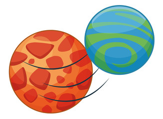 space exploration and planets cartoon