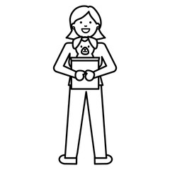 young woman with little dog adorable mascot