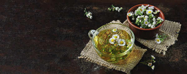 Fresh chamomile tea. Herbal detox drink. Keto tea Keto diet.