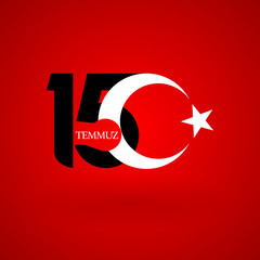 15 July, Happy Holidays Democracy Republic of Turkey celebration background, new logo, vector