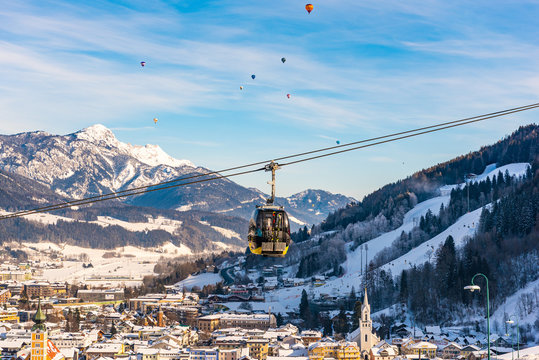 The baloons over Schladming - skiing heart of the Schladming-Dachstein region, Styria, Austria, Europe