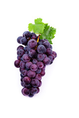 purple grapes with water drops on white background
