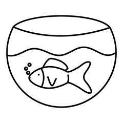 cute ornamental fish in aquarium mascot character