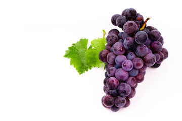 purple grapes with water drops on white background