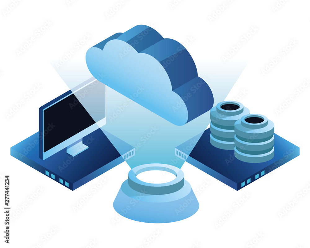 Poster cloud computing technology 3d symbol