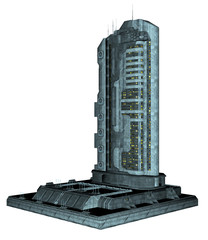 3D Rendered Futuristic Building Isolated on White Background - 3D Illustration © diversepixel