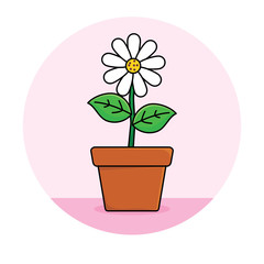 Flower pot vector illustration, flower pot cartoon illustration on isolated background 