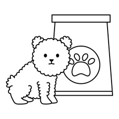 little dog adorable with paperbag and footprint