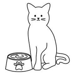 cute cat mascot with dish water