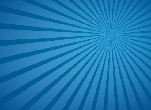 Blue radial sky beams and rays abstract lines vector background