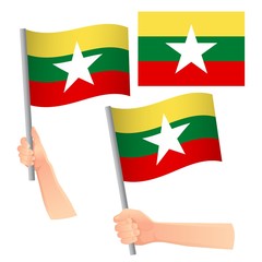 Burma flag in hand set