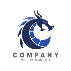 Dragon head vector logo, circle logo illustration