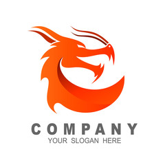Obraz premium Dragon head vector logo, dragon icon illustration