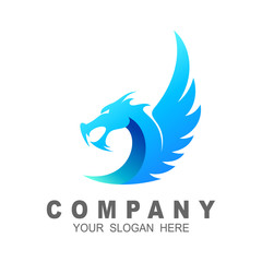Flying dragon logo template, abstract logo illustration
