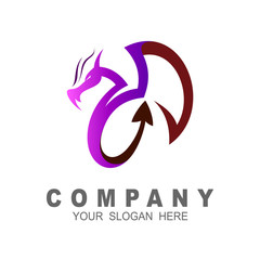 Dragon business company logo with line