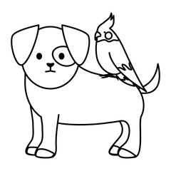 Obraz na płótnie Canvas little dog with bird adorables mascots characters