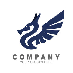 Dragon logo and line design vector, wing icon 